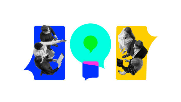 istock Dynamic Interactions. Groups of professionals engaged in active participation in brainstorming sessions. Contemporary art collage. 2156746154
