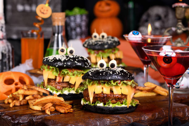 istock Halloween Monster black burger 2156746343
