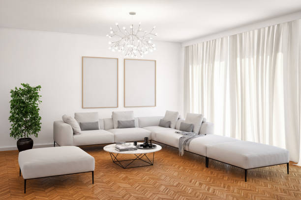 istock Large luxury modern bright interiors Living room mockup illustration 3D rendering image 2156747720