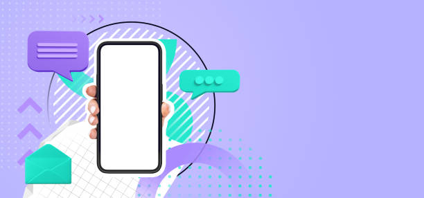 istock Woman hand showing smartphone with blank display, online communication 2156749495