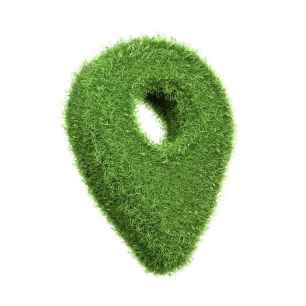 istock A map pin icon designed with green grass texture isolated on a white background 2156750495