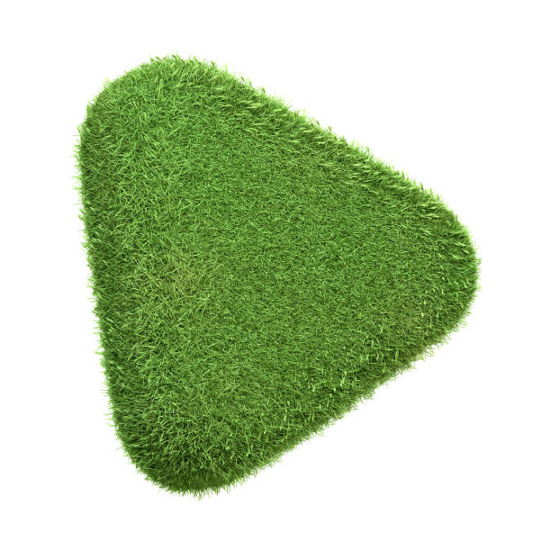 istock A play button icon with a lush green grass texture isolated on a white background 2156750497