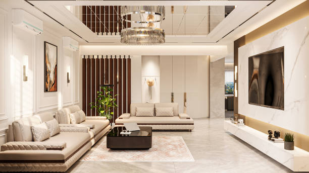 istock Modern 3d render of a contemporary living room interior design 2156751937