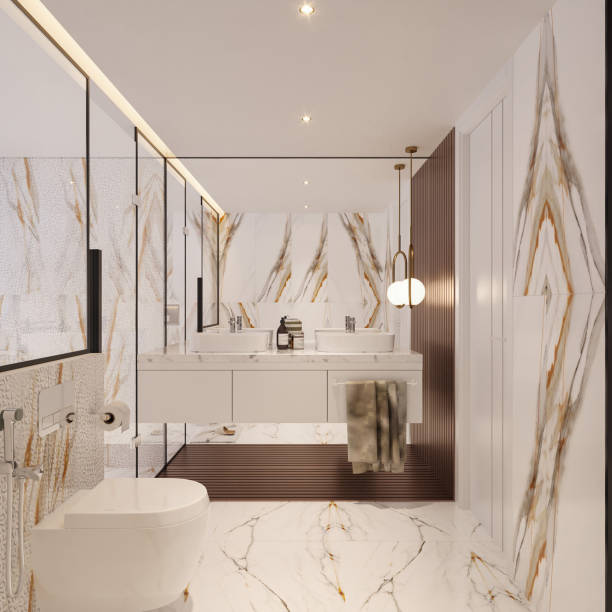 istock Interior of modern refurbished bathroom with shower 2156751988