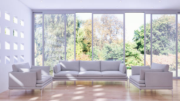istock Large luxury modern bright interiors Living room mockup illustration 3D rendering image 2156752038