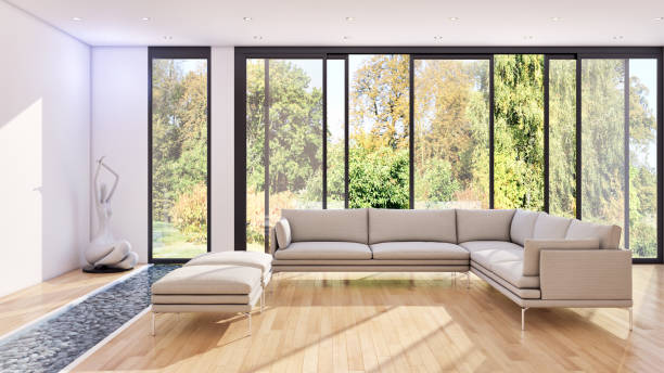 istock Large luxury modern bright interiors Living room mockup illustration 3D rendering image 2156752109