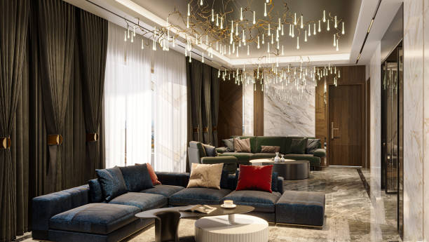 istock The living room is filled with sunlight and has industrial-style ceiling lights, creating a delightful vibe 2156752298