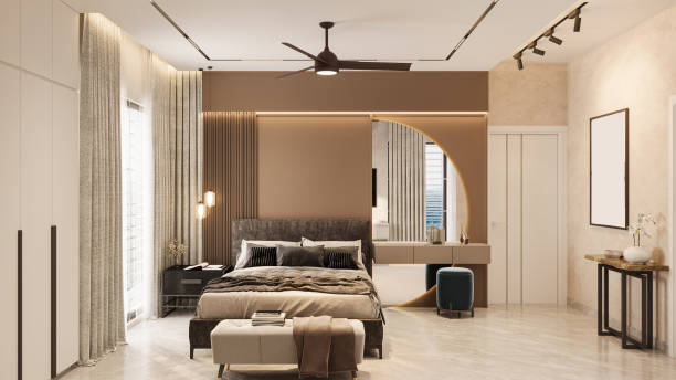 istock 3d rendering modern beautiful luxury bedroom suite in bed and chic decor 2156752707