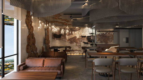 istock Interior design of Modern rooftop Restaurant Architecture inside comfortable dining area 2156753414