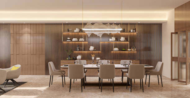 istock Modern large bright luxurious dining room in studio apartment interior 2156753461