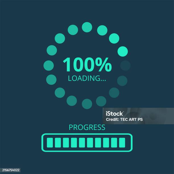 Progress Loading Bar 100 Stock Illustration - Download Image Now ...