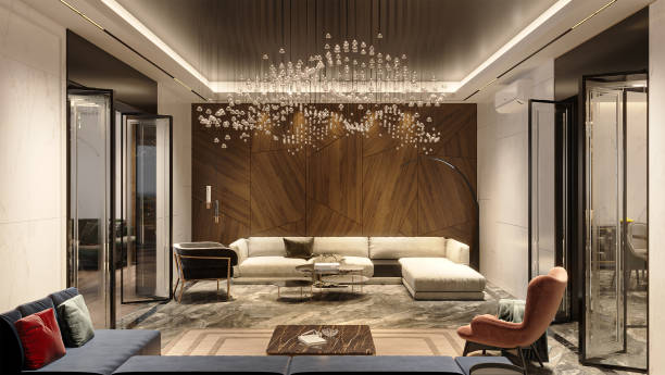 istock Modern Minimalist Living Room Interior Design Rendering 2156754112