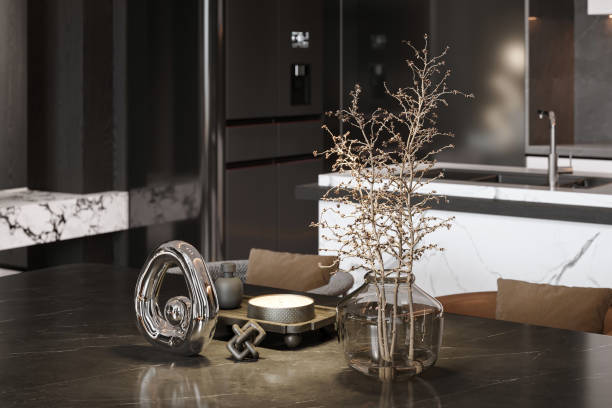 Chic Living Room Boasting a Blend of Textures and Elegant Statement Pieces.