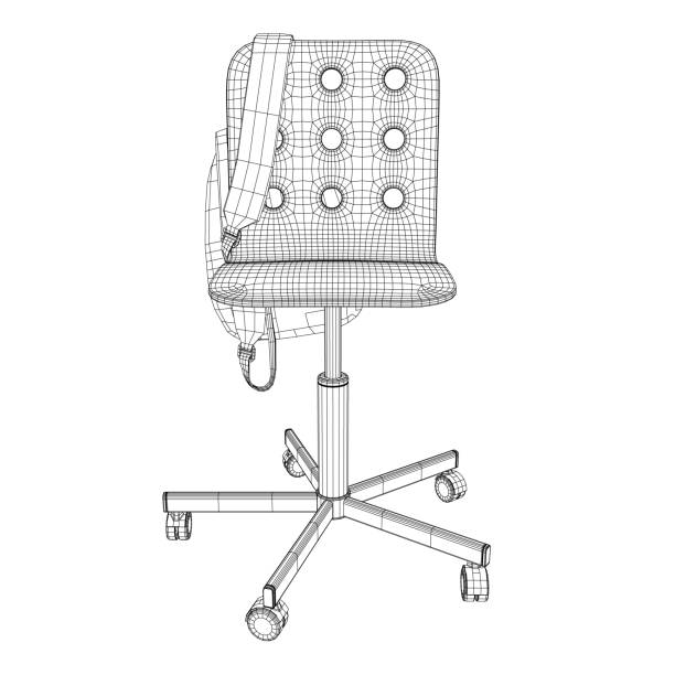 istock Wireframe of a backpack hanging on a chair made of black lines isolated on a white background. Vector illustration. 3D. 2156755920