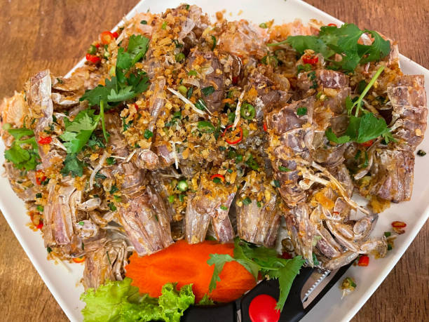 istock Fried crayfish with garlic and pepper 2156762522