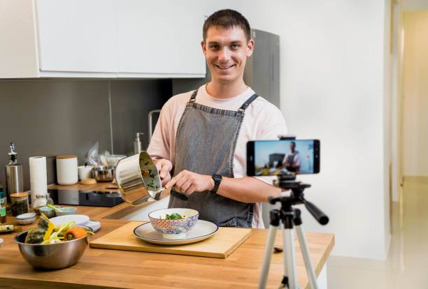 istock The chef is broadcasting live from workshop how to prepare a vegetarian green curry 2156763156