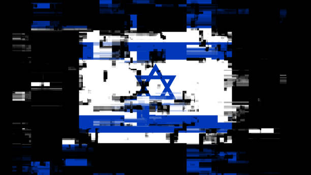 istock 3D rendering flag Israel with screen effects of technological glitches 2156765007