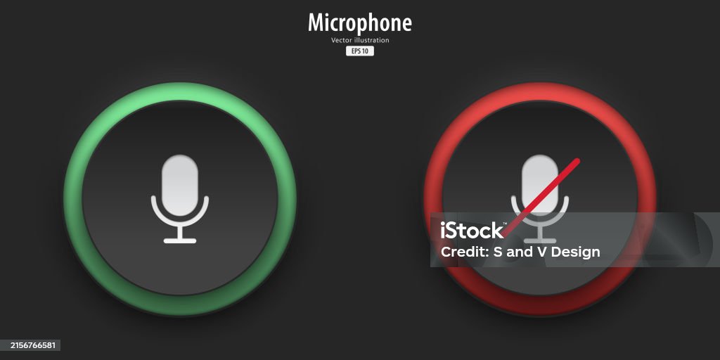 Audio Mic Button Microphone Sign A Set Of Black Push Buttons With On And Off Microphone ...