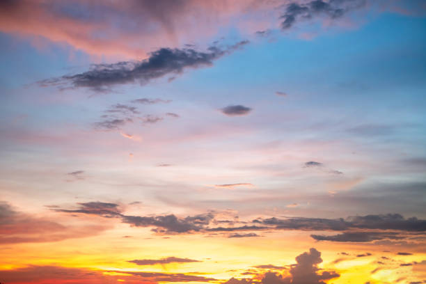 istock Beautiful , luxury soft gradient orange gold clouds and sunlight on the blue sky perfect for the background, take in everning,Twilight, Large size, high definition landscape photo 2156769280