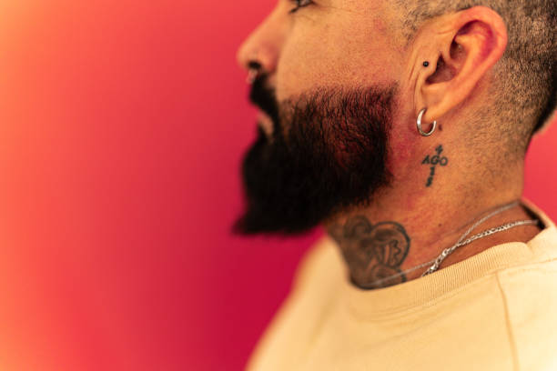 Close-up of man's beard on a studio shot
