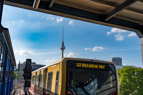 istock Yellow Berlin metro train on a sunny day. 2156770450