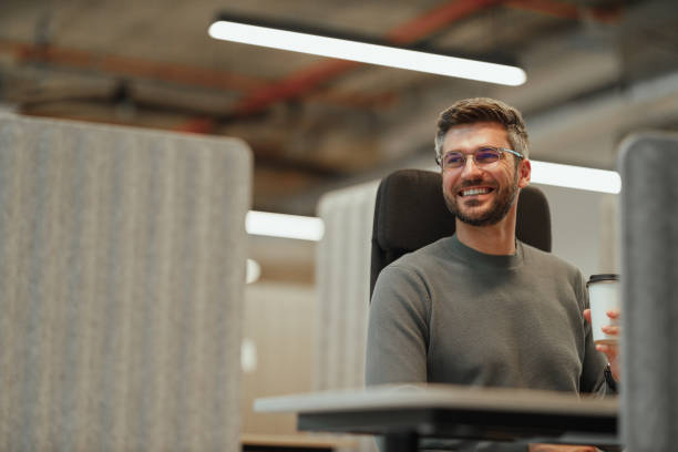 Modern Businessman Working in Contemporary Office Space