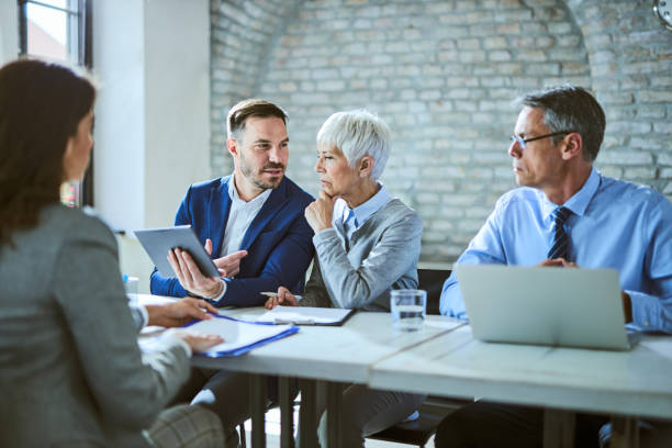 istock Human resource team using digital tablet on a job interview in the office. 2156772906