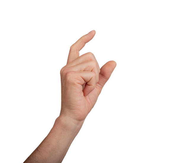 istock Hand showing a small measurement using thumb and index finger, isolated on white background. Gesture 2156774179