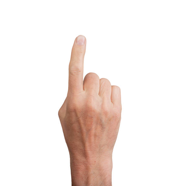 istock Hand pointing up with index finger, isolated on white. Gesture indicating touch or selection, ideal 2156774222