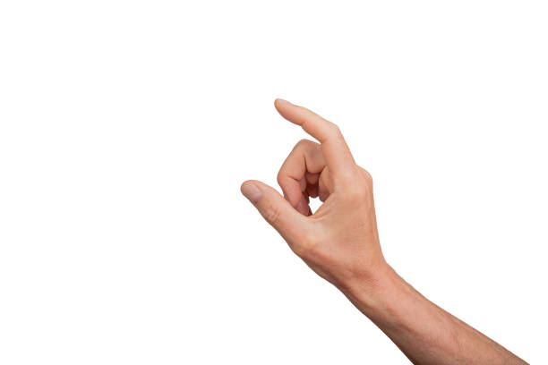 istock Hand showing a small measurement using thumb and index finger, isolated on white background. Gesture 2156774223