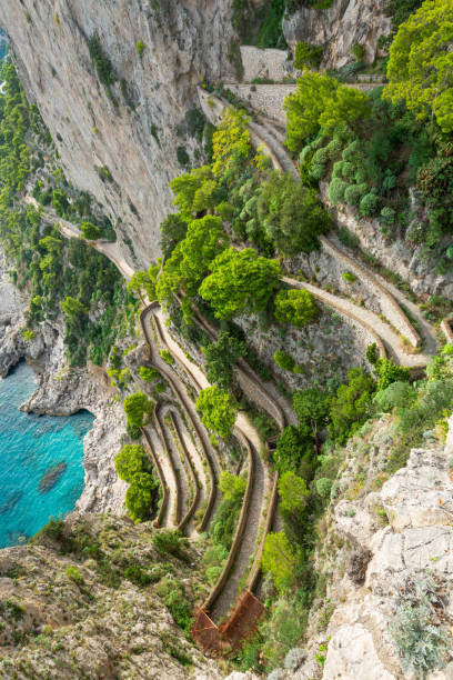 Capri, Italy from the Gardens of Augustus Capri, Italy from the Gardens of Augustus viewed over Via Krupp. via krupp stock pictures, royalty-free photos & images
