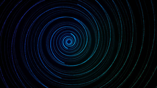 istock Abstract twisted circle speed tunnel with blue light on black background. Science background with dots and lines moving in a spiral. Wormhole technology. Digital structure with particles. 3d rendering 2156775839