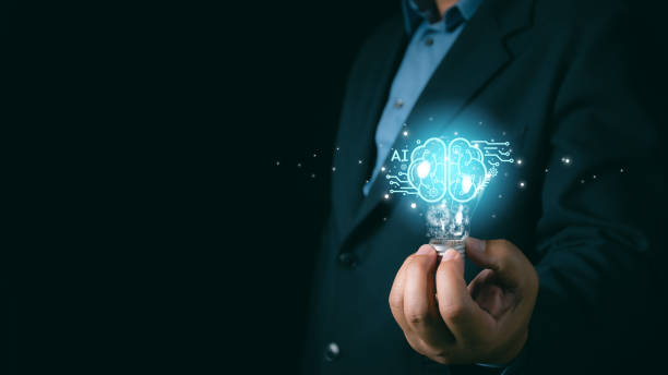 istock Ai tech, businessman show virtual graphic Global Internet connect AI, Artificial Intelligence. Using command prompt for generates something, Futuristic technology transformation. Chatbot Chat with AI 2156777798