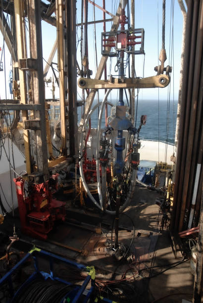 istock Drilling oil rig derrick working at sea. 2156779069