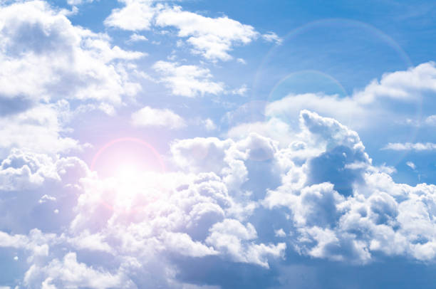 Beautiful cloud view with shining sun on blue sky.