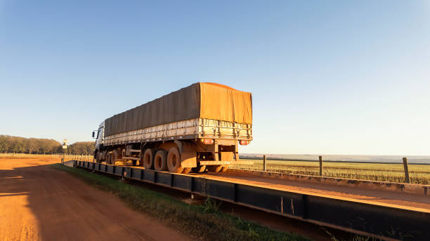 Photo of a semi-truck in a farm.