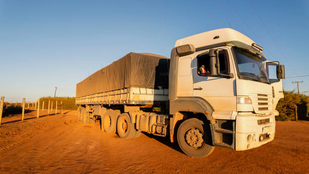 Cook Shire, Australia - August 8, 2009. Close-up of a road train being refuelled at musgrave roadhouse in the Northern outback of Queensland.