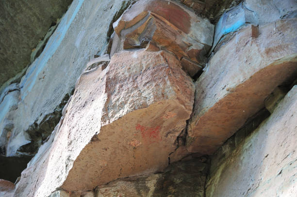 Ubon Ratchathani, Thailand - May 30, 2024 : landscape tourist attractions Pha Taem National Park There are paintings on ancient cave walls, more than 3000 years old, high cliffs, large rocks.