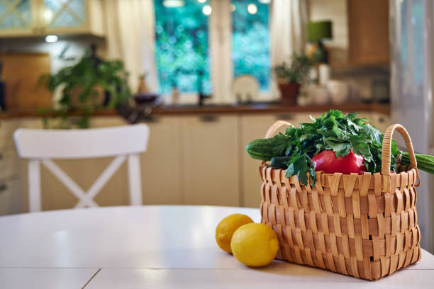 istock basket on the table with natural kitchen care products against a white kitchen background 2156781460