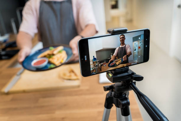 istock The chef is broadcasting live from workshop how to prepare a vegetarian food 2156781855