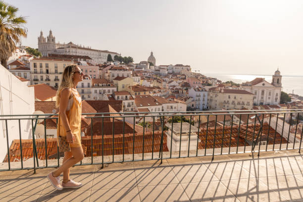 istock Woman Strolling by Scenic City View 2156783724