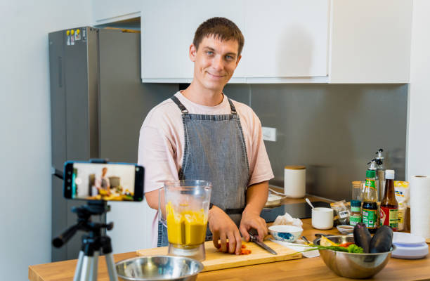 istock The chef is broadcasting live from workshop how to prepare a vegetarian chickpea porridge 2156788705