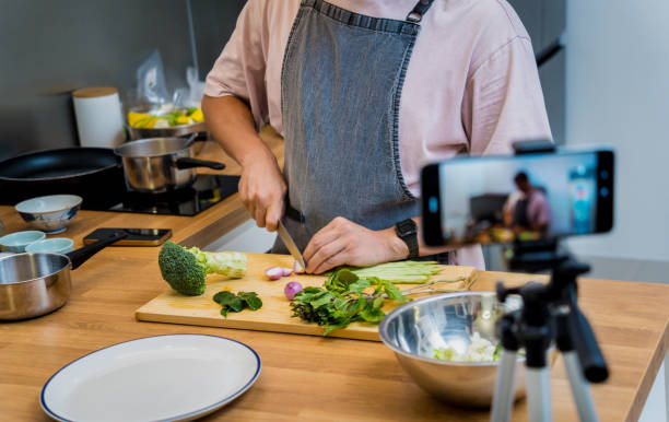 istock The chef is broadcasting live from workshop how to prepare a vegetarian green curry 2156790854