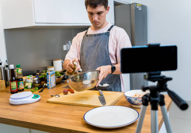 istock The chef is broadcasting live from workshop how to prepare a bean porridge with cauliflower 2156792475