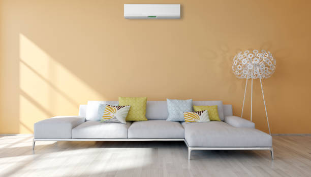 istock modern bright interiors room with air conditioning and remote control illustration 3D rendering 2156798731