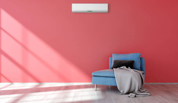 istock modern bright interiors room with air conditioning and remote control illustration 3D rendering 2156798735