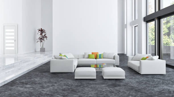 istock Large luxury modern bright interiors Living room mockup illustration 3D rendering image 2156799339