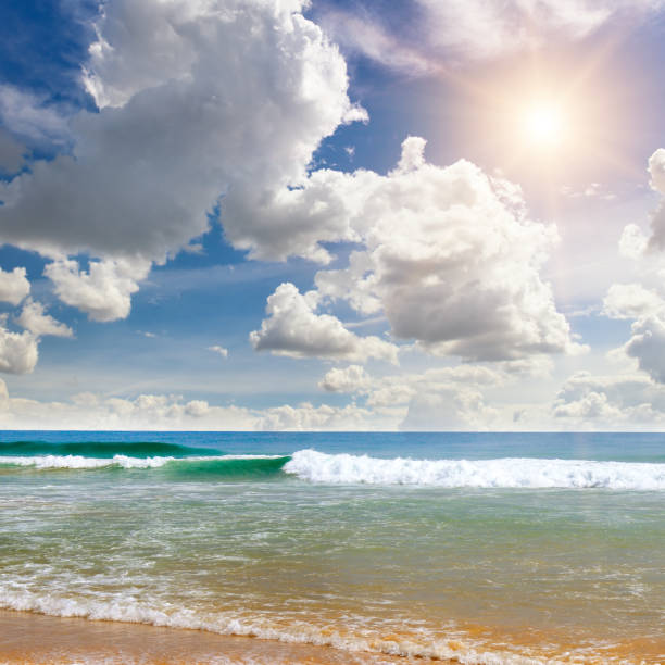 istock beautiful tropical beach and sea in sunny day. 2156800879