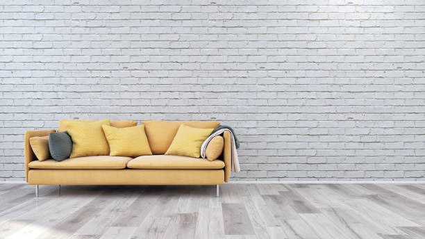istock Large luxury modern bright interiors Living room mockup illustration 3D rendering image 2156802023