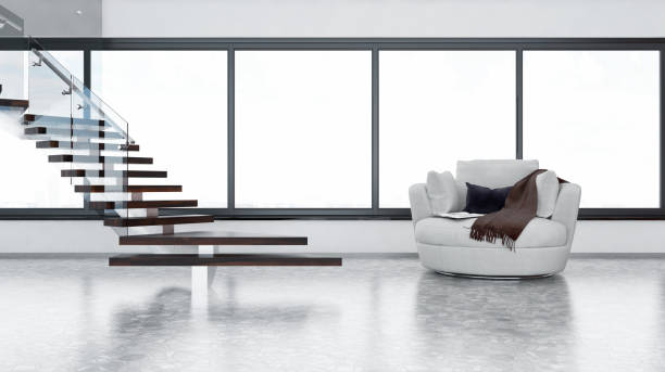 istock Large luxury modern bright interiors Living room mockup illustration 3D rendering image 2156802799